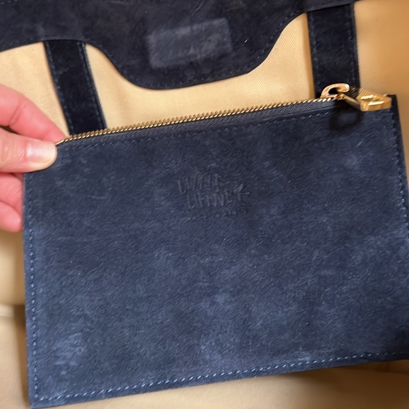 Little Liffner Blue Navy Small Suede Tulip Bag Purse - Picture 3 of 7